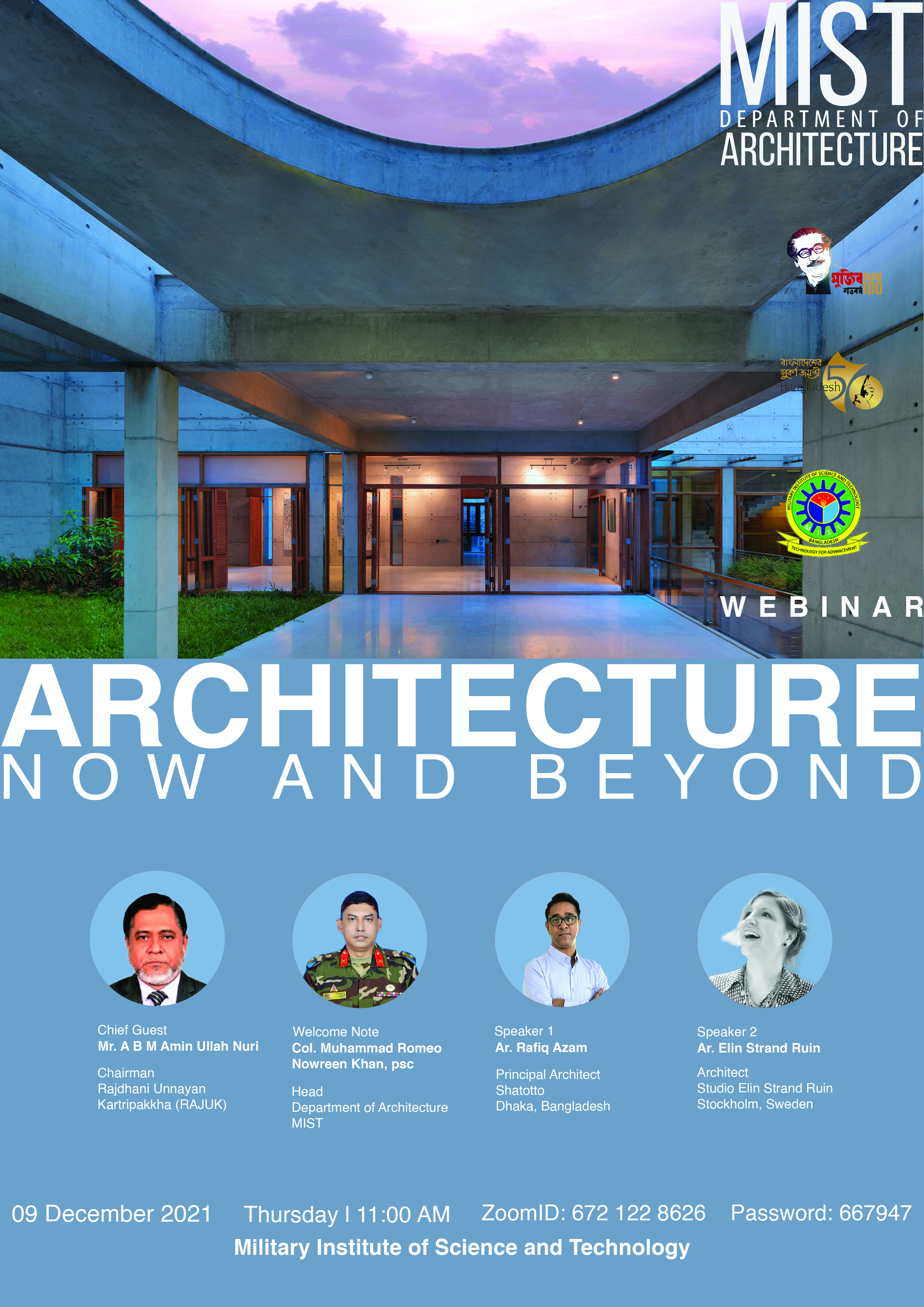 WEBINAR ON 'ARCHITECTURE NOW AND BEYOND' ORGANIZED BY THE ARCHITECTURE DEPARTMENT OF MIST.